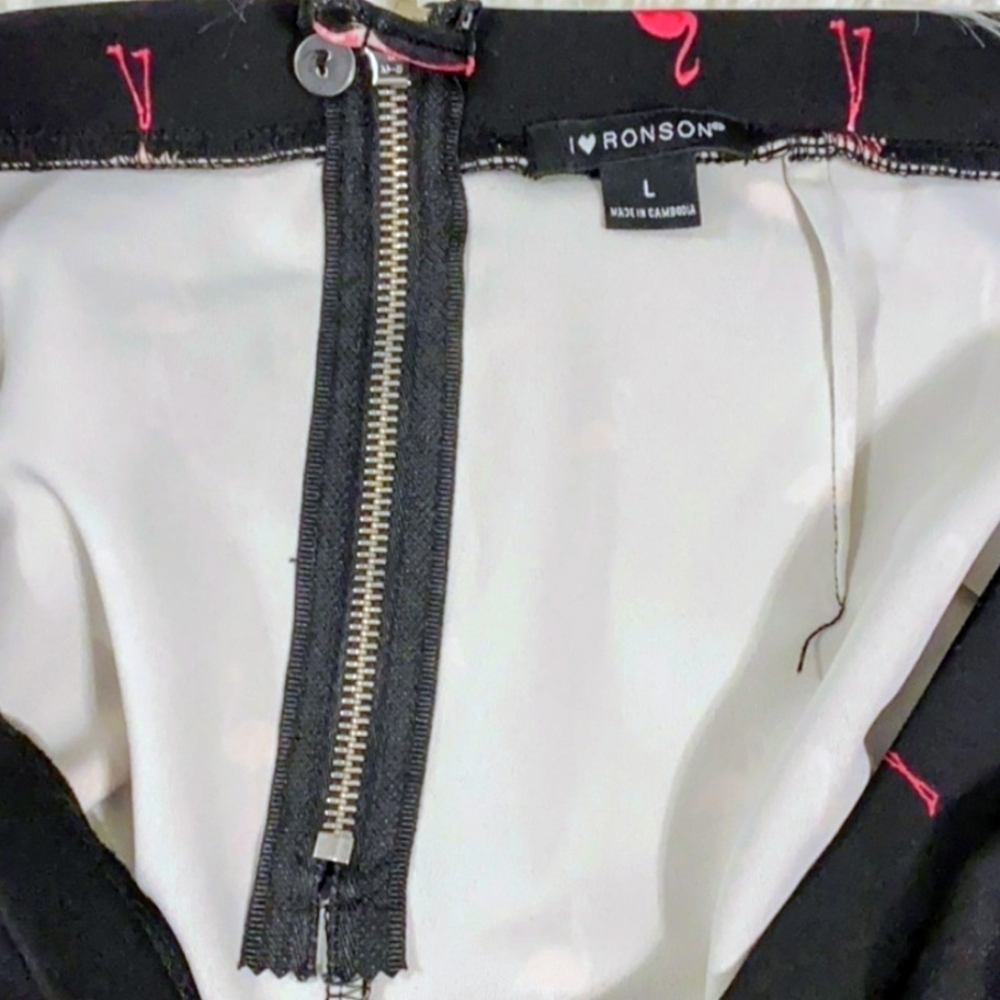 I Heart Ronson Pink Flamingo Pencil Midi Skirt. Back Slit, Back Zip. Has Stretch - Picture 6 of 7